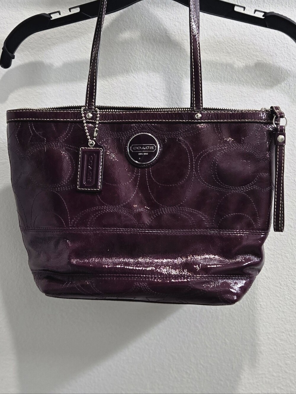 Vintage Coach Patent Leather Tote in Plum